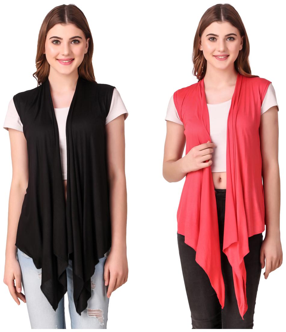 

Krishty Trading Casual Wear Shrug for women Black Peach