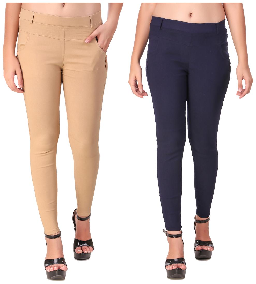 

Krishty Trading Women Beige Blue Skinny fit Jegging