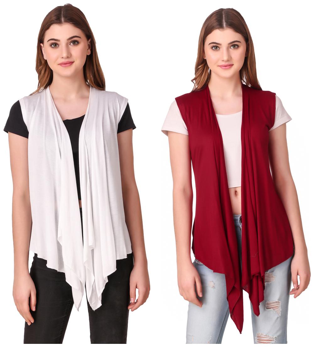 

Krishty Trading Women Shrug - White Maroon