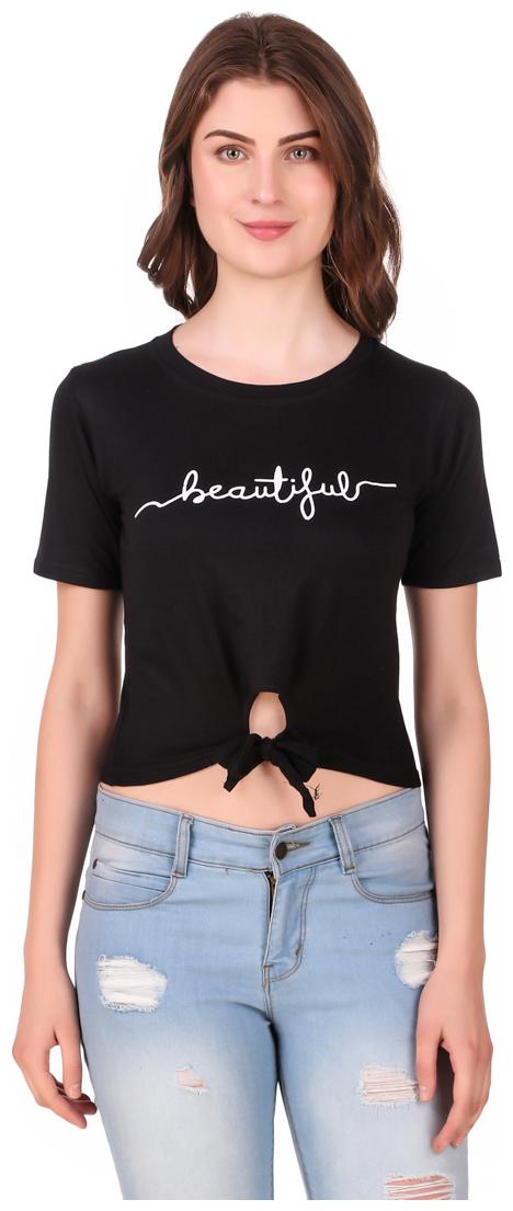 

Krishty Trading Women Printed Crop top - Black