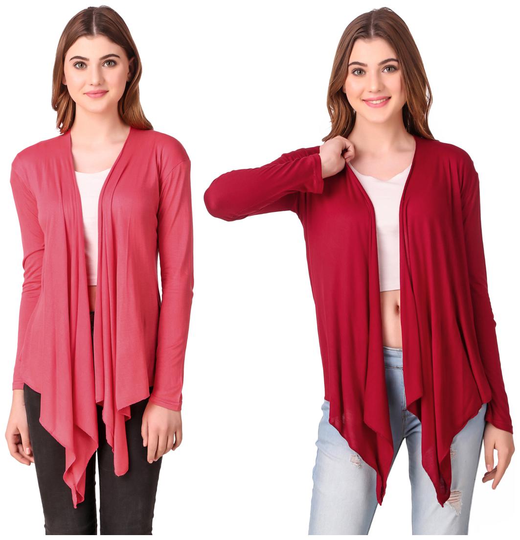 

Krishty Trading Casual Wear Shrug for women Peach Maroon