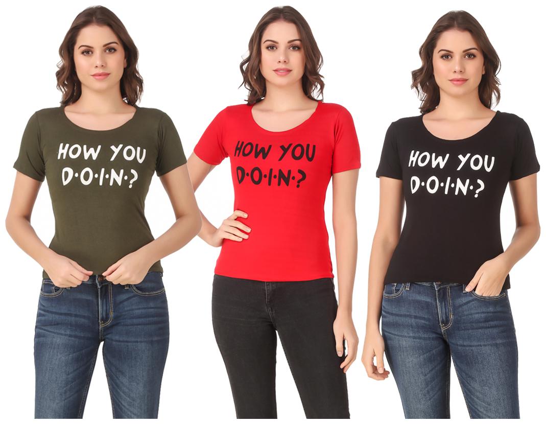 

Krishty Trading Lycra Casual Regular T Shirt Multi