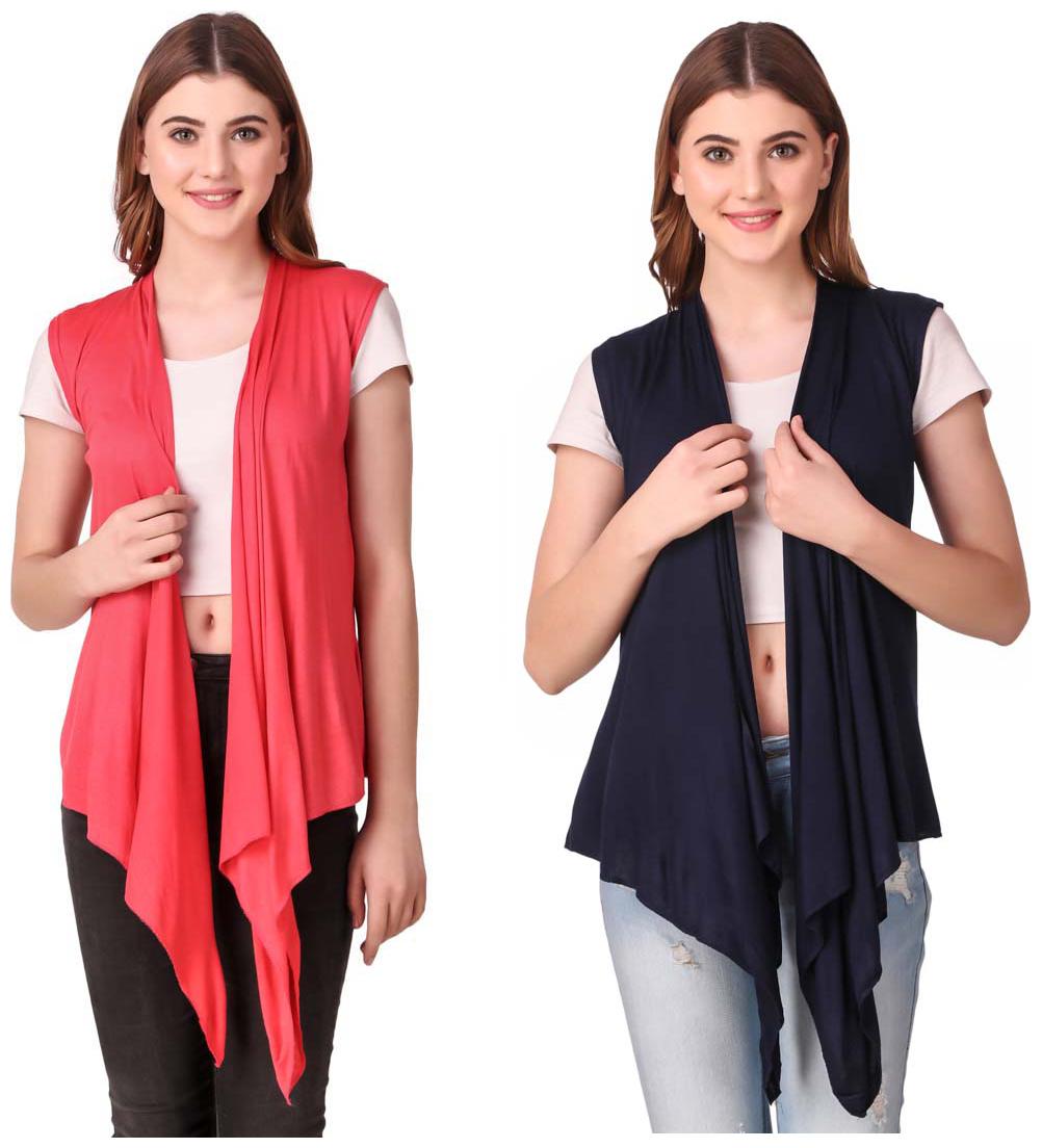 

Krishty Trading Casual Wear Shrug for women Peach Navy Blue