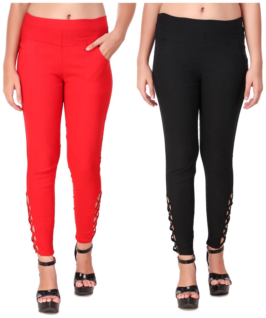 

Krishty Trading Women Red Black Skinny fit Jegging