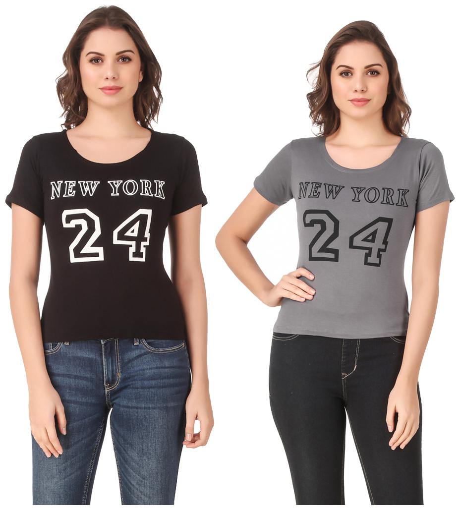 

Krishty Trading Lycra Printed Black Grey Color T-Shirt