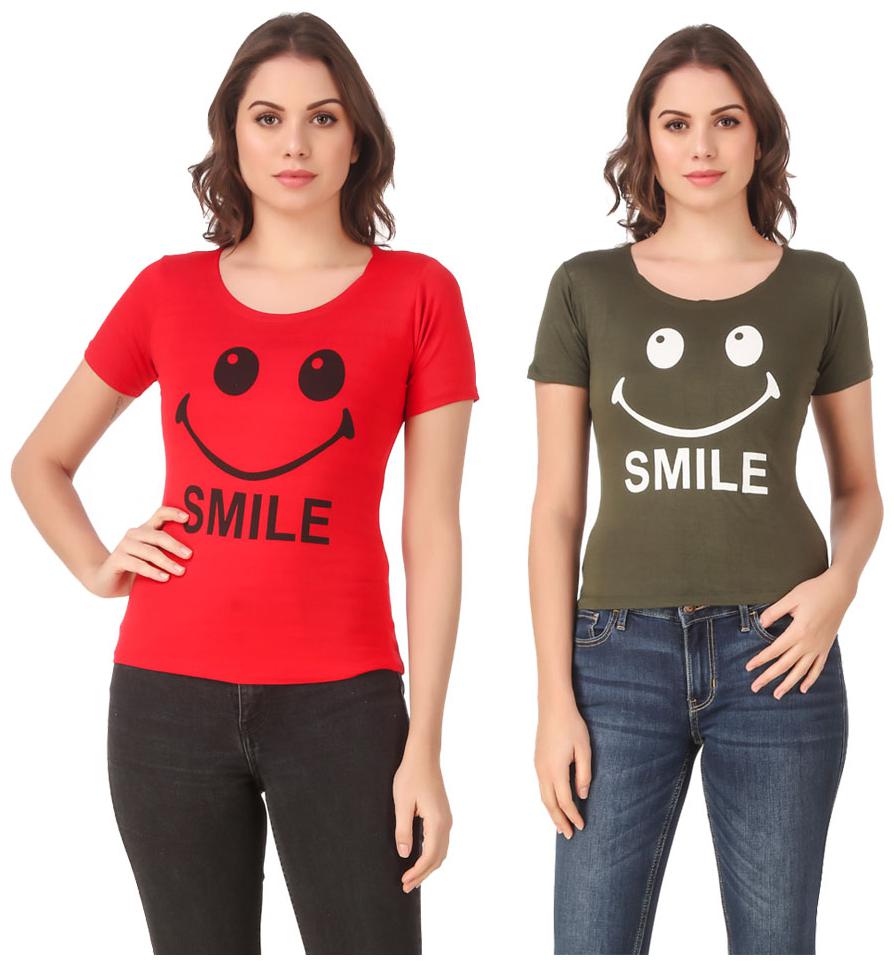 

Krishty Trading Lycra Printed Red Green Color T-Shirt