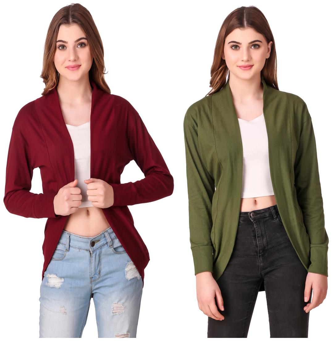 

Krishty Trading Women Shrug - Maroon Green