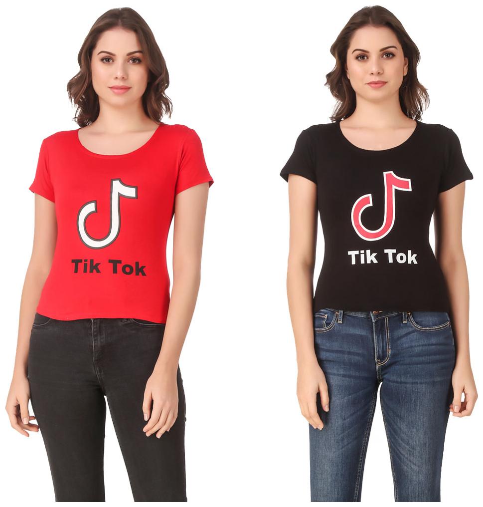 

Krishty Trading Lycra Printed Red Black Color T-Shirt