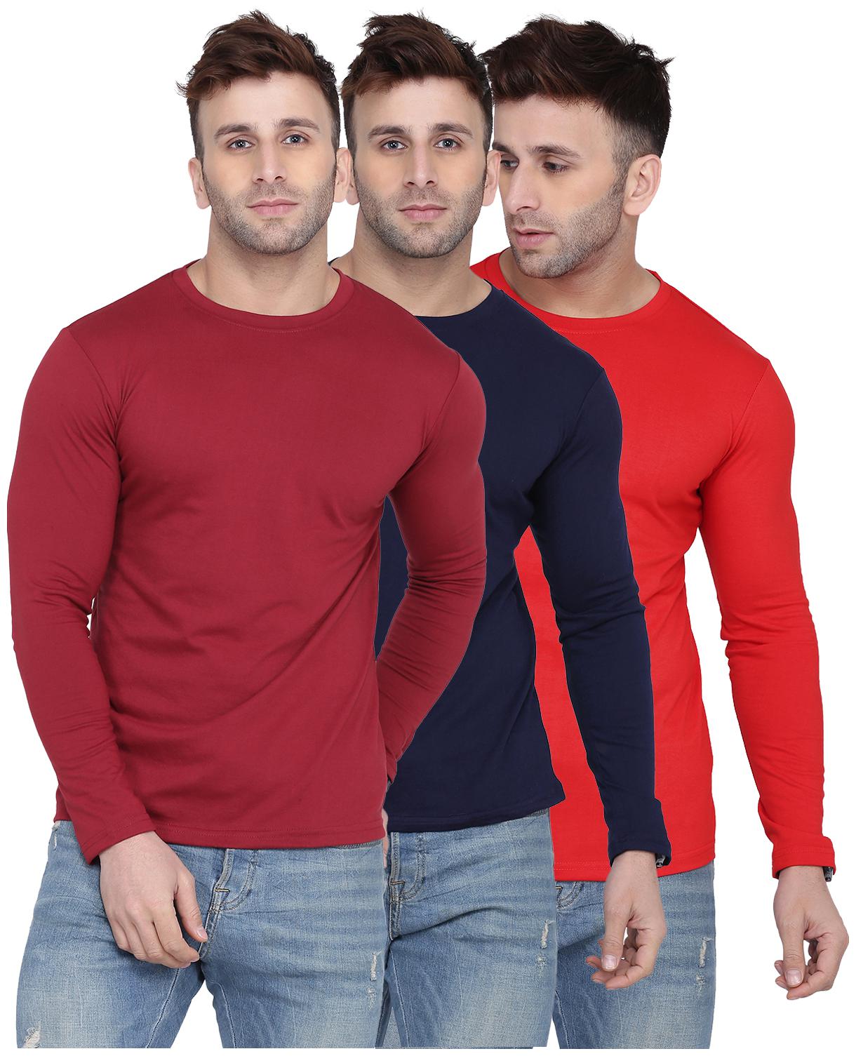 

Kroptee Men Multi Regular fit Cotton Blend Round neck T-Shirt - Pack Of 3