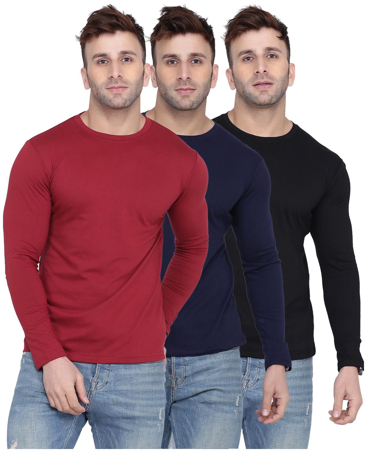 

Kroptee Men Multi Regular fit Cotton Blend Round neck T-Shirt - Pack Of 3