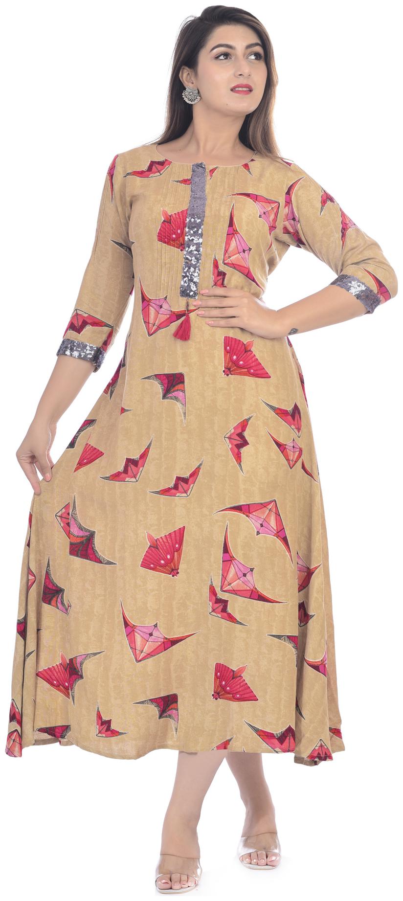 

Kumudini Assorted Coloured Rayon Abstract Designer Kurti for womens