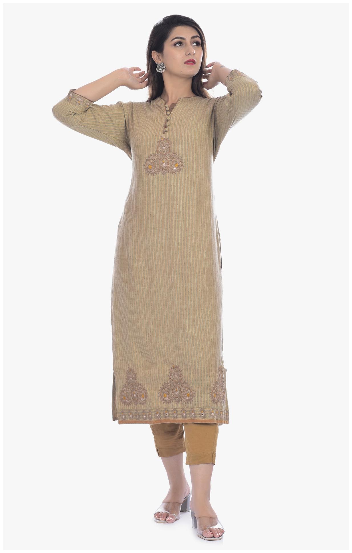 

Kumudini Women Beige Embroidered Regular Kurti