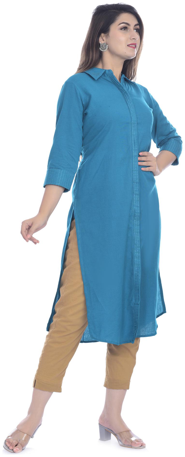 

Kumudini Women Blue Solid Regular Kurti