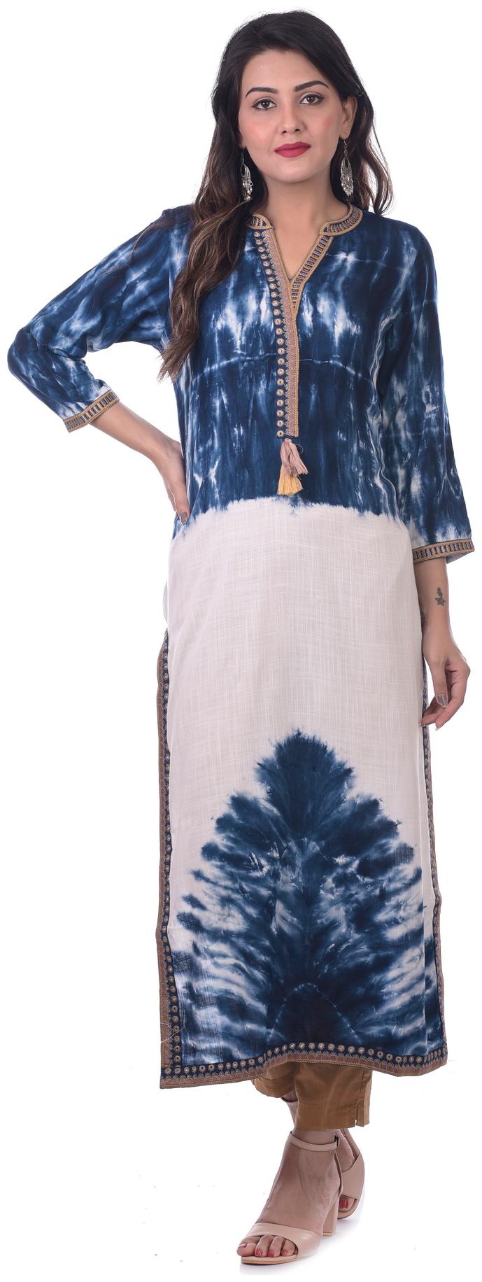 

Kumudini Women Blue Abstract High Slit Kurti