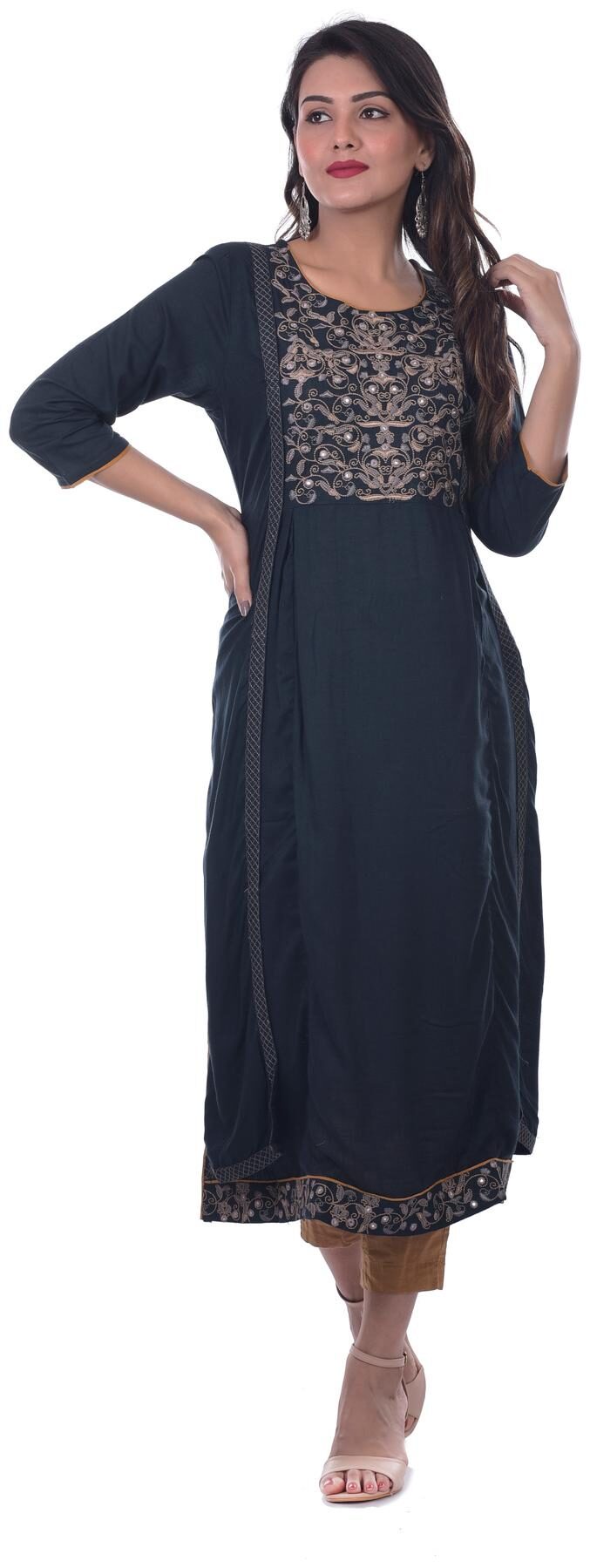 

Kumudini Women Blue Embroidered Straight Kurti