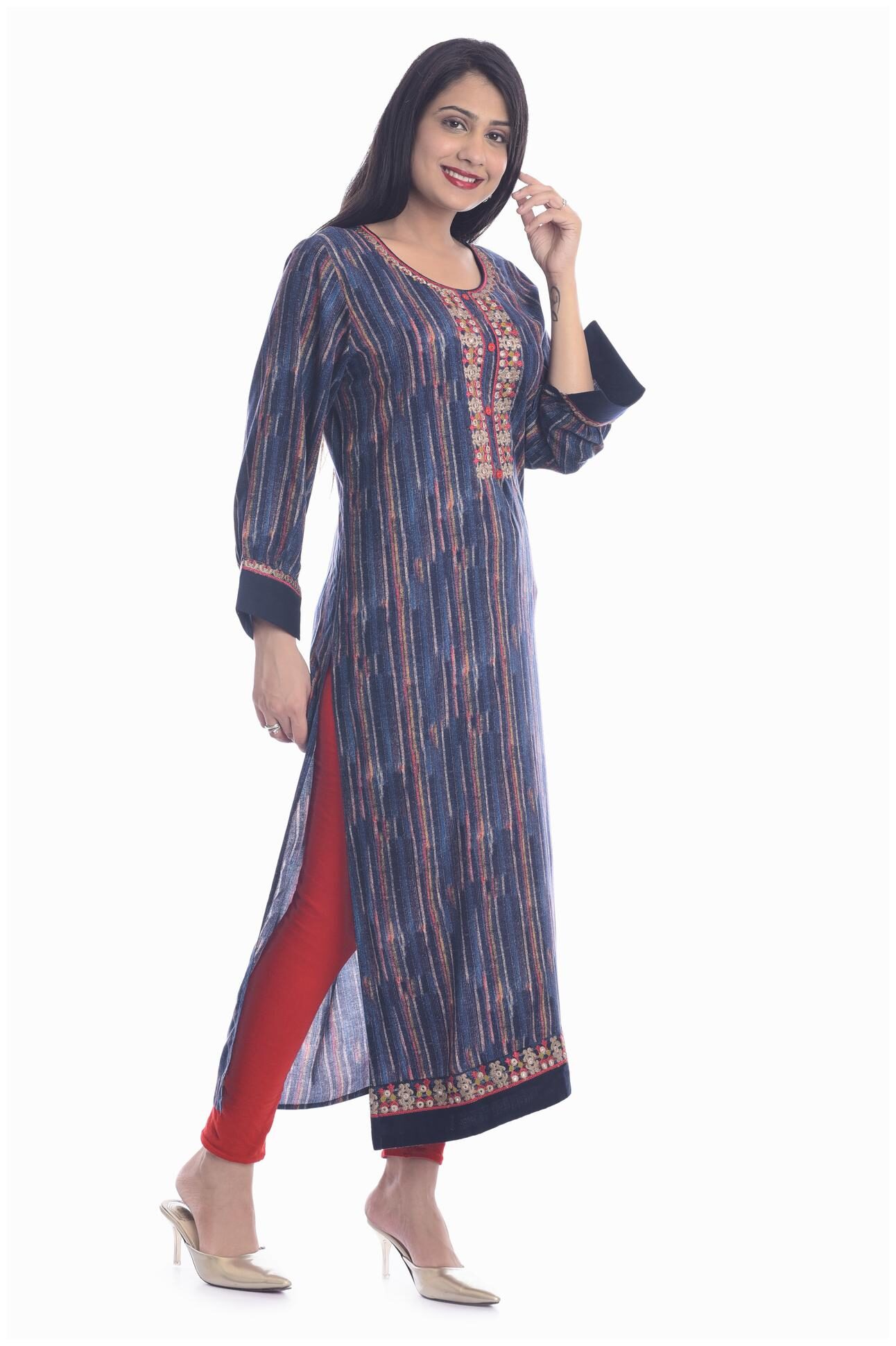 

Kumudini Women Blue Abstract Straight Kurti