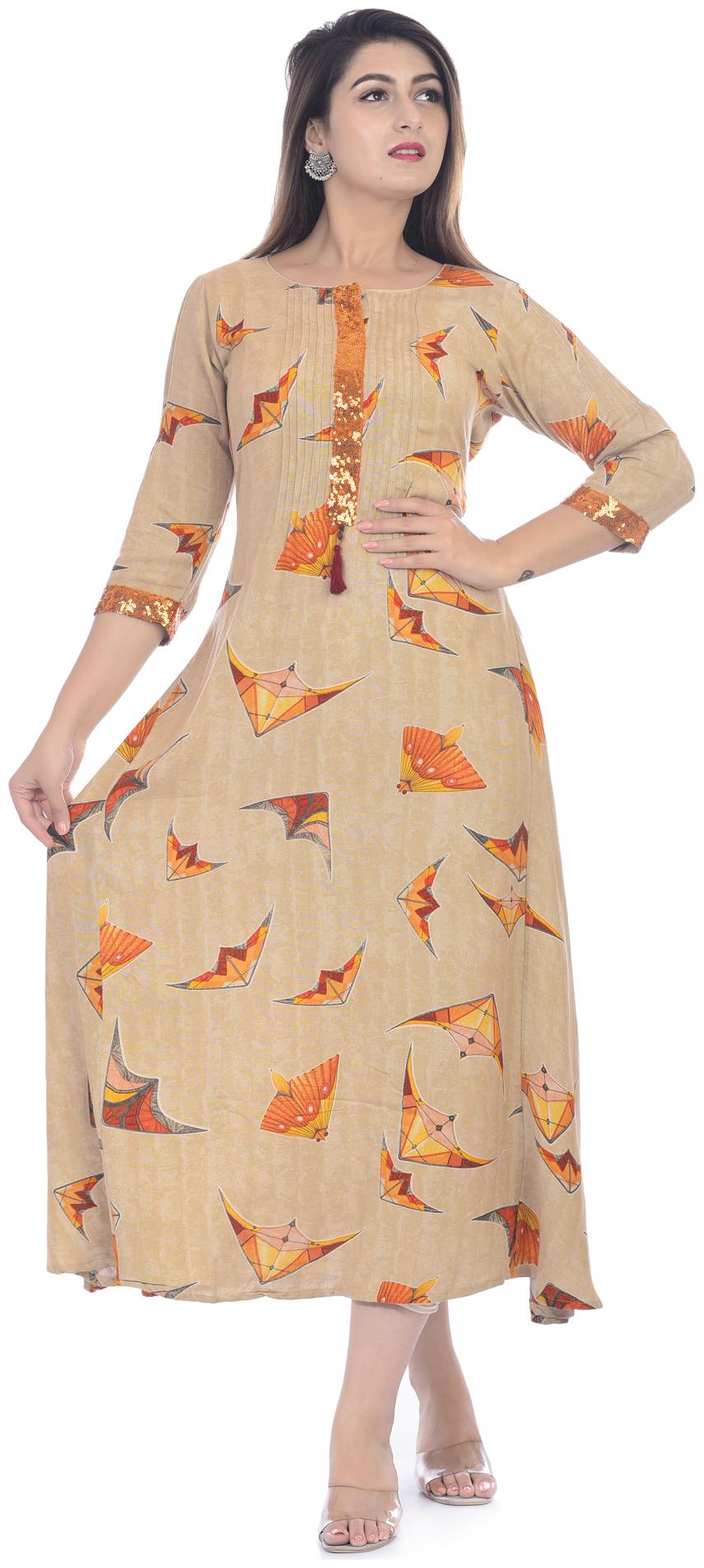 

Kumudini Cotton Printed Beige Kurti For Women
