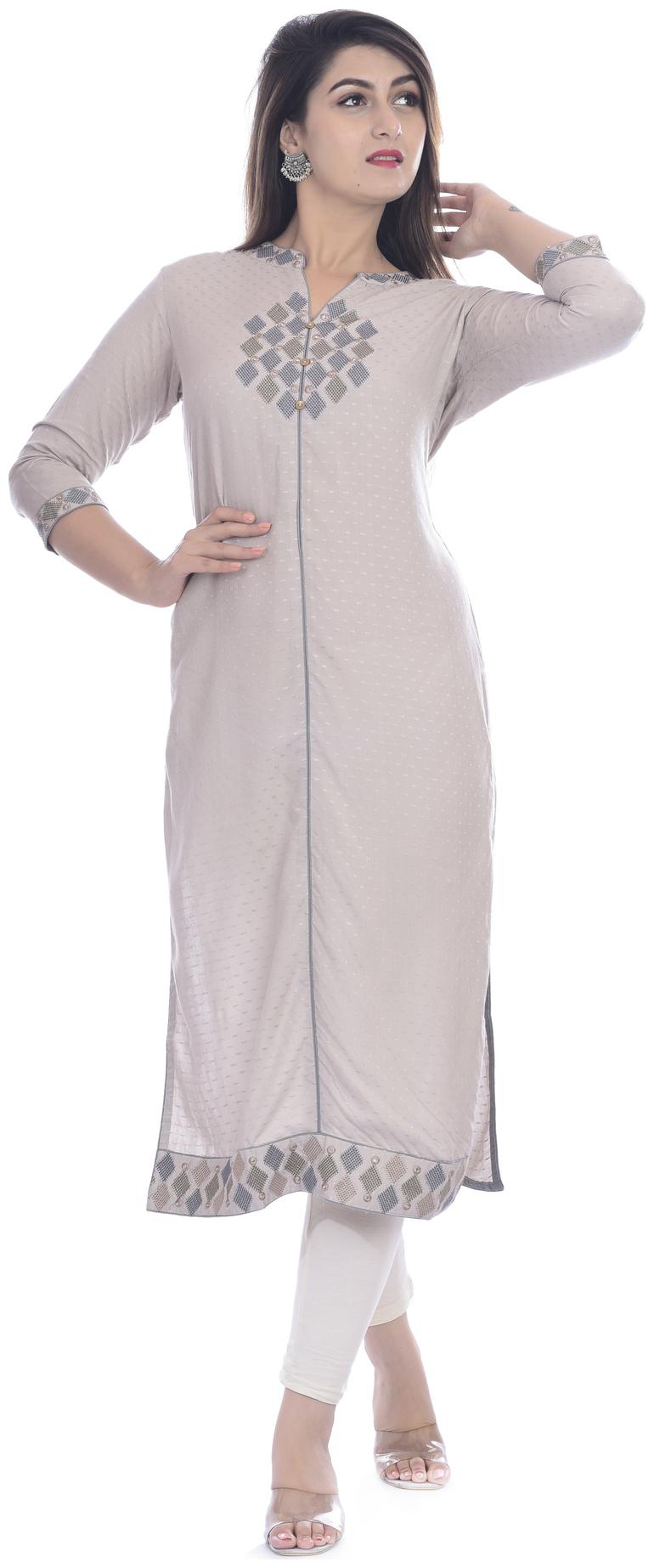 

Kumudini Women Grey Embroidered Regular Kurti