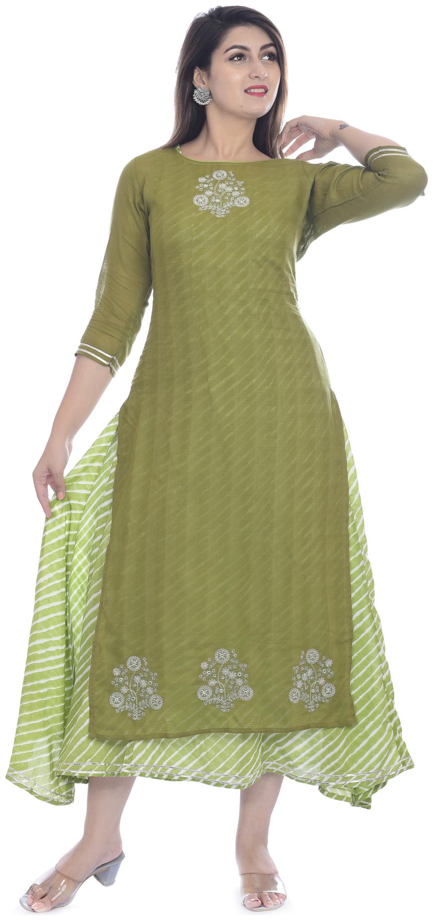 

Kumudini Women Green Embroidered Layered Kurti