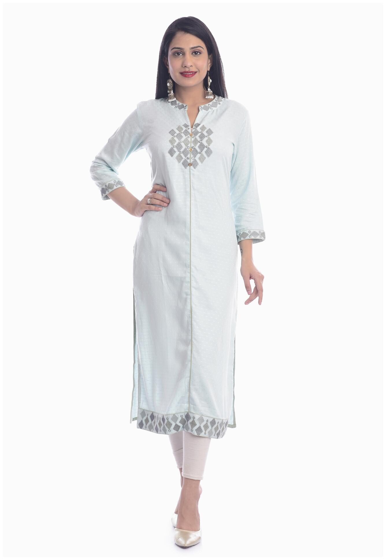 

Kumudini Women White Embroidered Regular Kurti