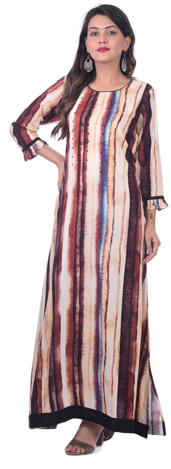 

Kumudini Maroon Color Cotton Striped Designer Kurti for womens