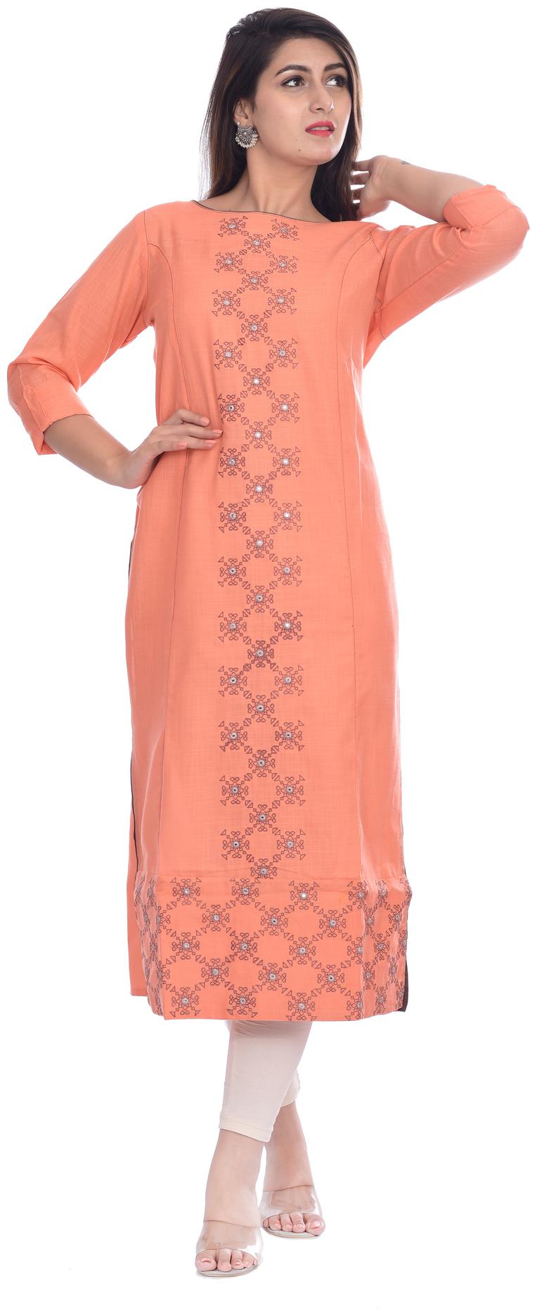 

Kumudini Women Orange Embroidered Regular Kurti