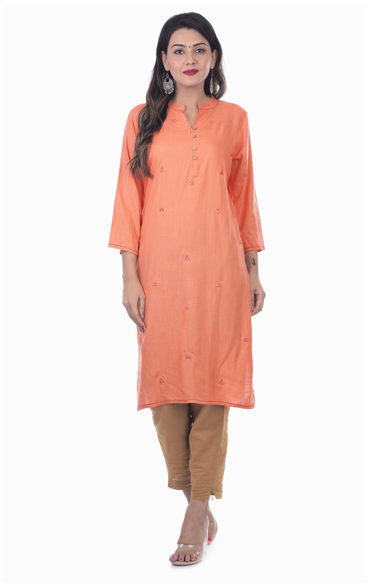 

Kumudini Women Orange Embroidered Straight Kurti