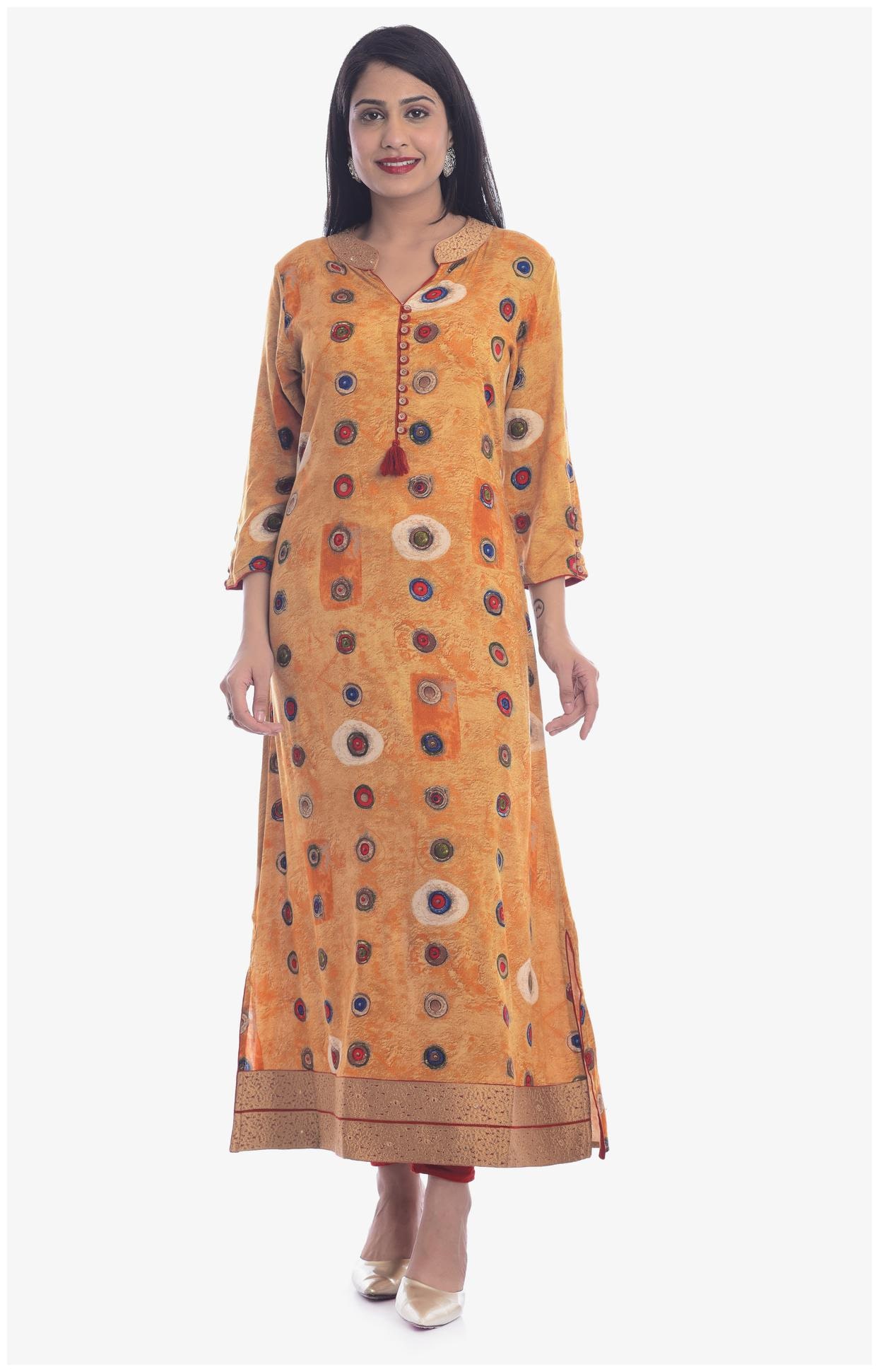 

Kumudini Women Orange Embroidered Straight Kurti