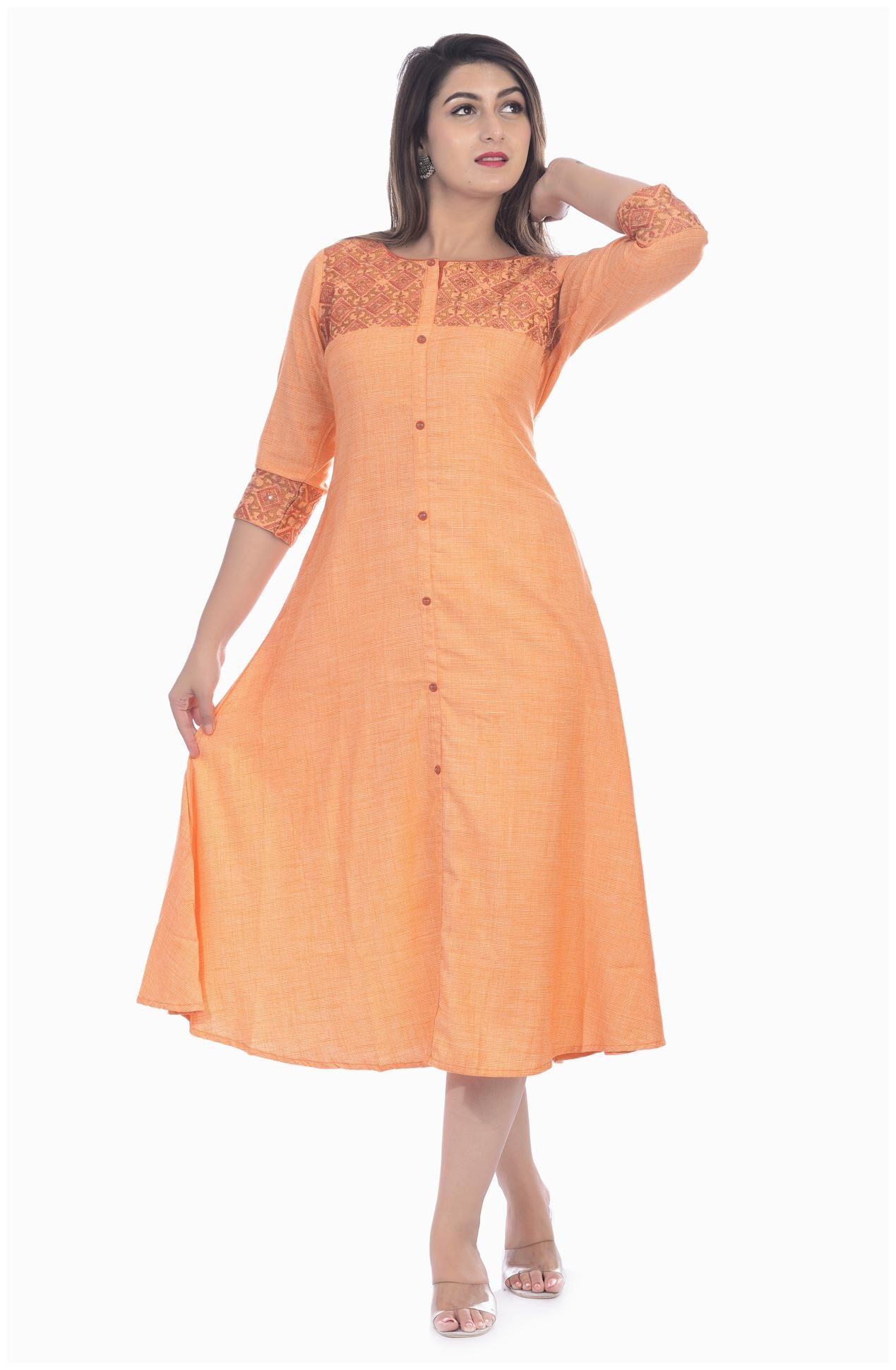 

Kumudini Women Regular Sleeves Kurti Orange