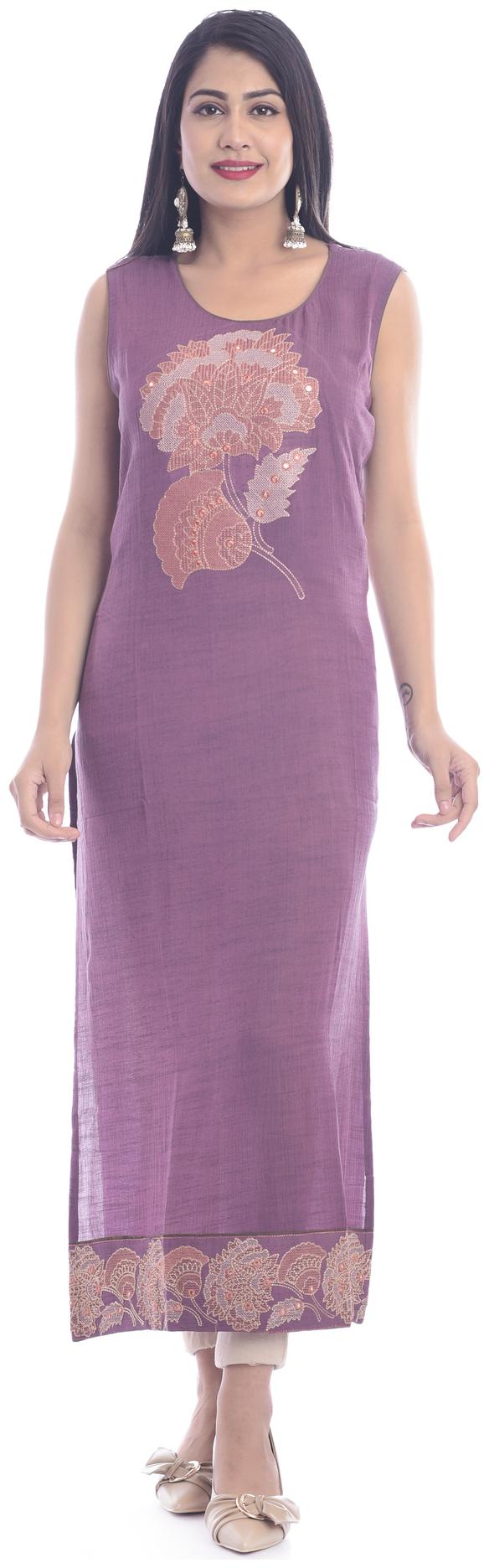 

Kumudini Women Purple Embroidered Straight Kurti