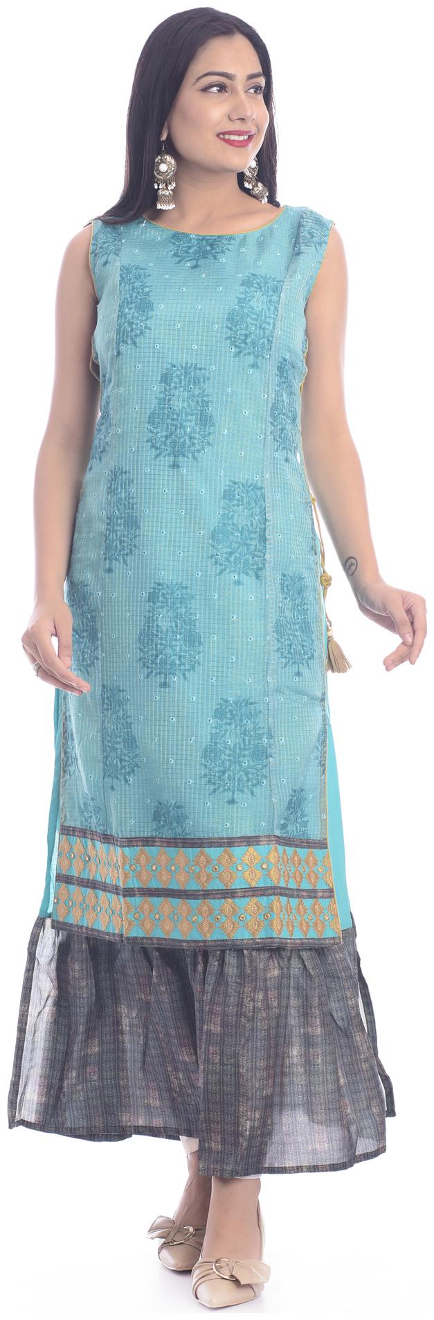 

Kumudini Women Viscose Rayon Floral Blue Kurti