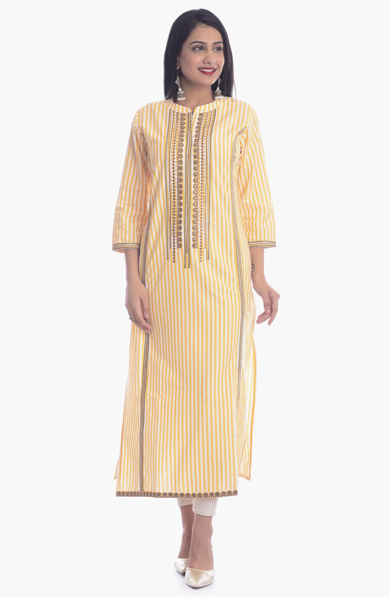 

Kumudini Women Yellow Embroidered Regular Kurti