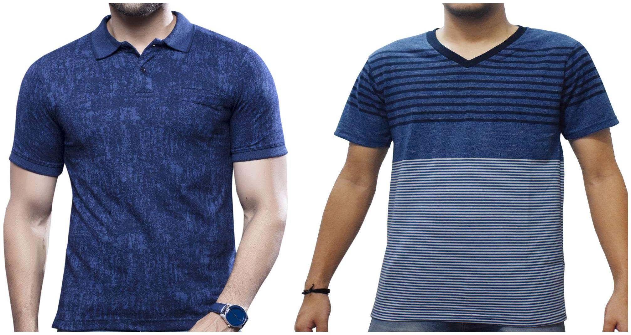 

KUNDAN Men Multi Regular fit Cotton V neck T-Shirt - Pack Of 2