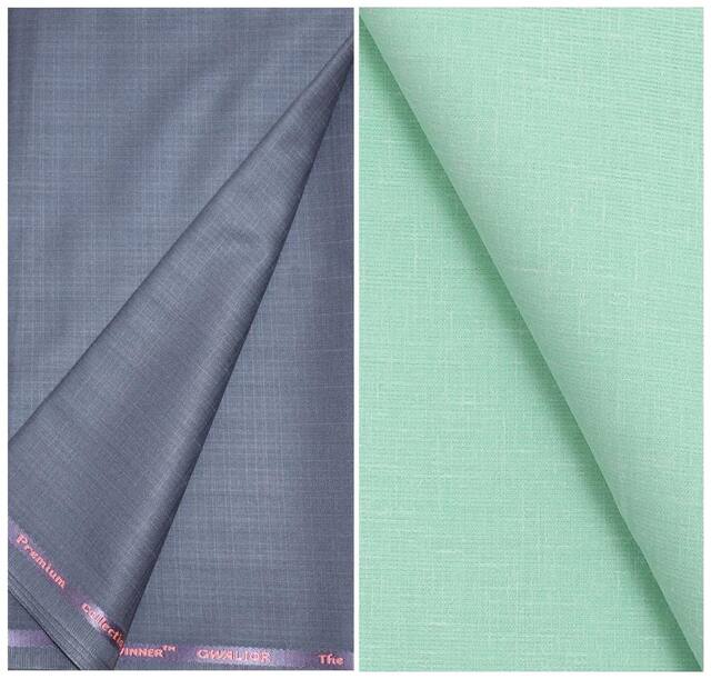 Kundan Sulz Gwalior Men's Executive Pure Cotton  Linen Blended Shirt & Fancy Trouser Fabric Combo