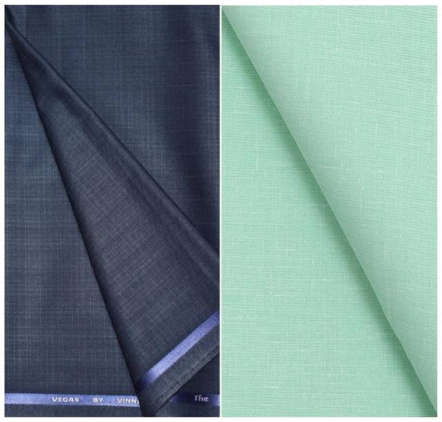 Kundan Sulz Gwalior Men's Executive Pure Cotton  Linen Blended Shirt & Fancy Trouser Fabric Combo