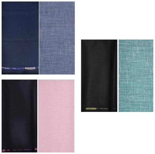 Kundan Sulz Gwalior Men's Executive Linen Look Shirt Fabric & Trouser Fabric Combo Set ( 3 Pant Shirt Piece for Men )