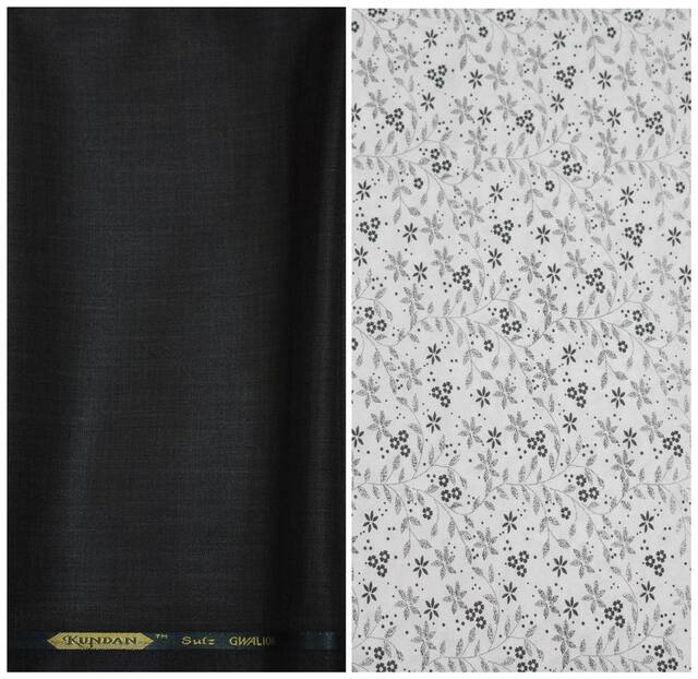 Kundan Sulz Gwalior Men's Executive Pure Cotton Print Shirt & Fancy Trouser Fabric Combo Set