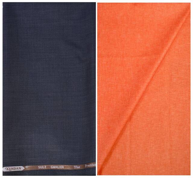 Kundan Sulz Gwalior Men's Executive Linen Look Shirt & Fancy Trouser Fabric Combo Set ( 1 Pant and Shirt Piece for Men )
