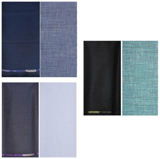 Kundan Sulz Gwalior Men's Executive Linen Look Shirt Fabric & Trouser Fabric Combo Set ( 3 Pant Shirt Piece for Men )
