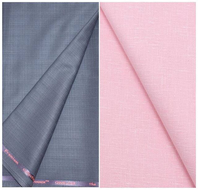 Kundan Sulz Gwalior Men's Executive Pure Cotton  Linen Blended Shirt & Fancy Trouser Fabric Combo