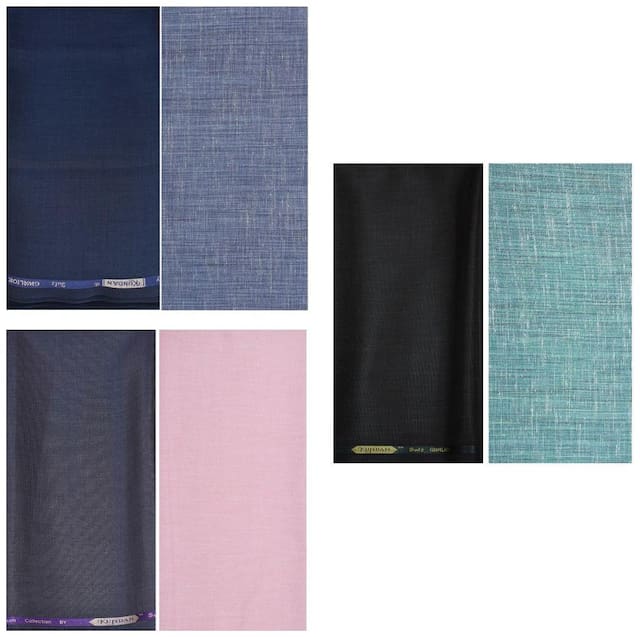 Kundan Sulz Gwalior Men's Executive Linen Look Shirt Fabric & Trouser Fabric Combo Set ( 3 Pant Shirt Piece for Men )