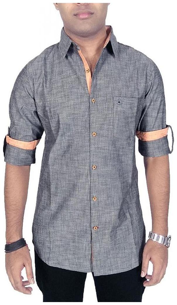 

Kuons Avenue Men Grey Solid Regular Fit Casual Shirt