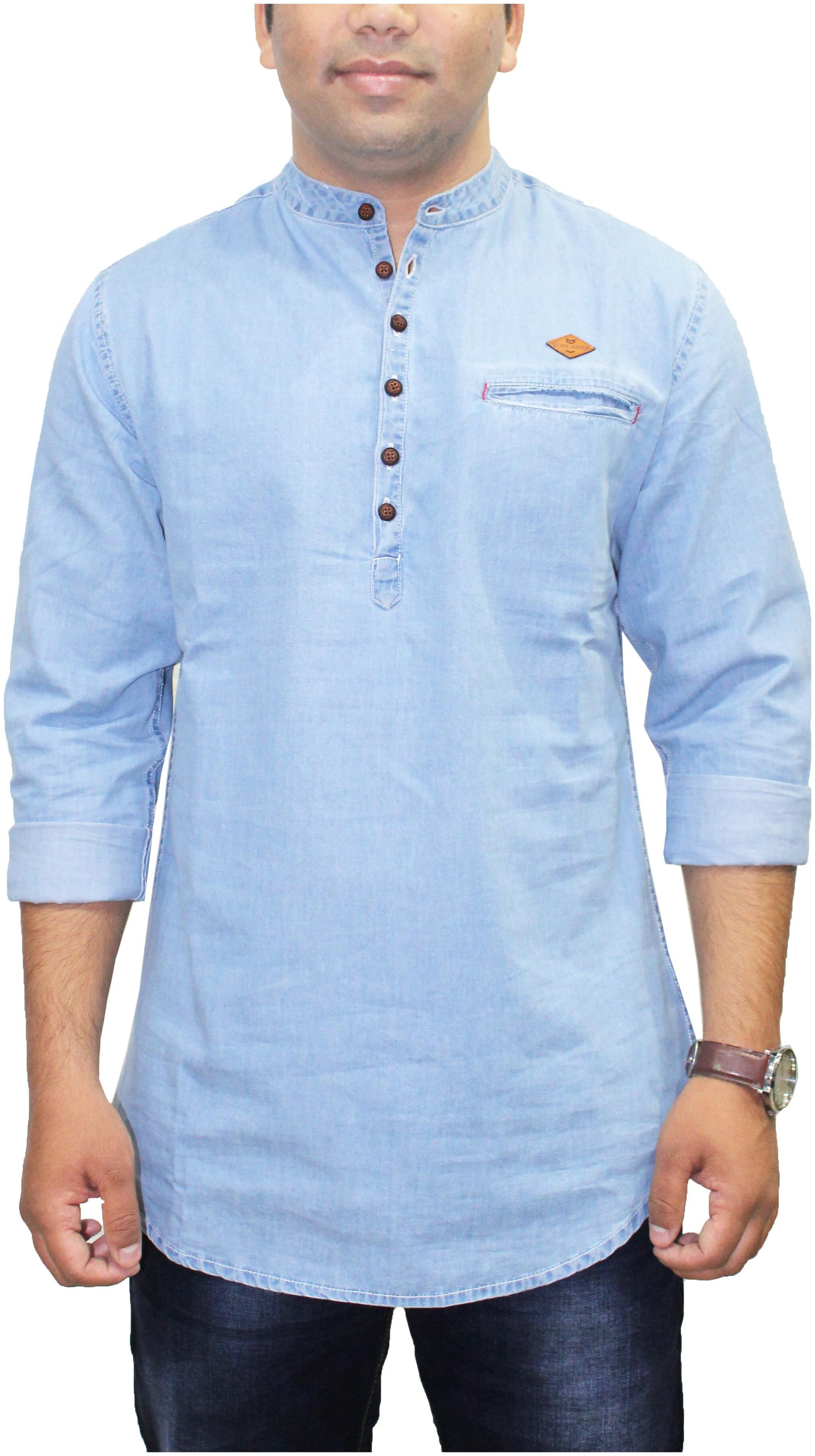

Kuons Avenue Men s Icewash Denim Cotton Short Kurta