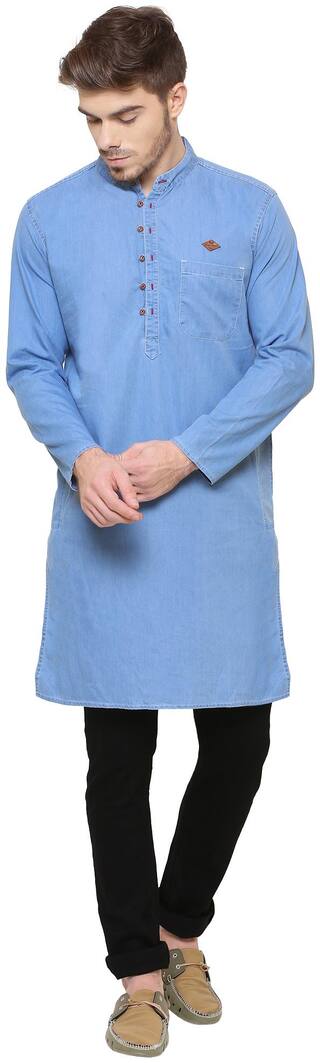 Buy Kuons Avenue Men S Solid Casual Denim Light Blue Long Kurta Online At Low Prices In India Paytmmall Com