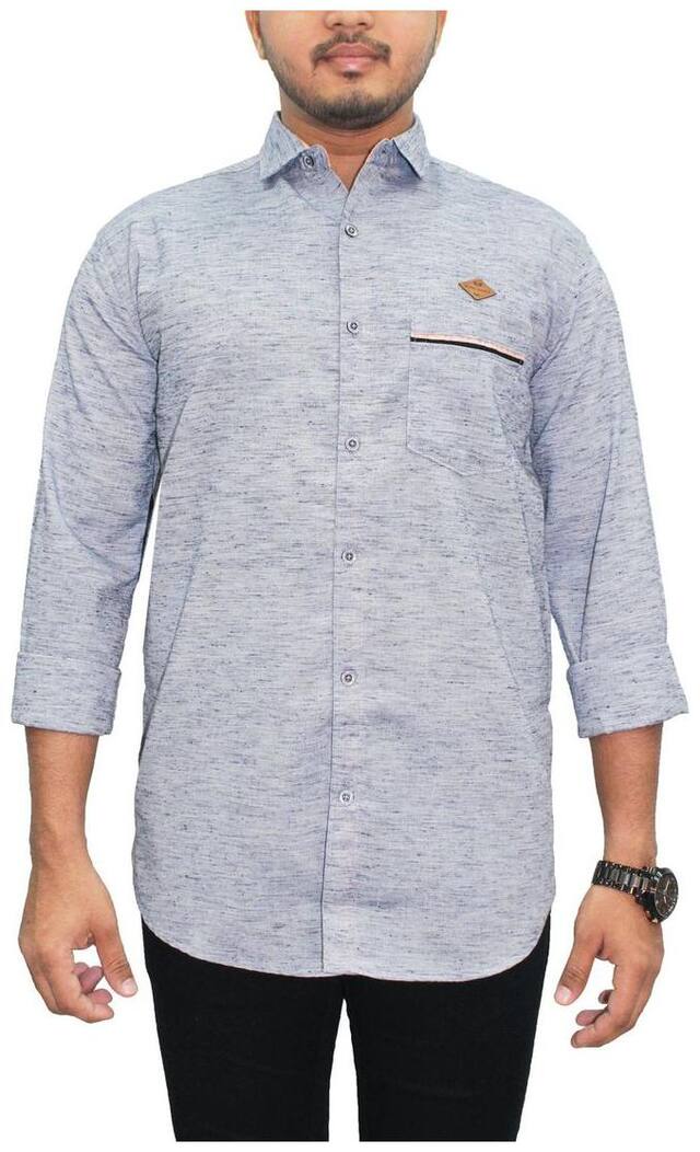 Kuons Avenue Men Blue Solid Slim Fit Casual Shirt