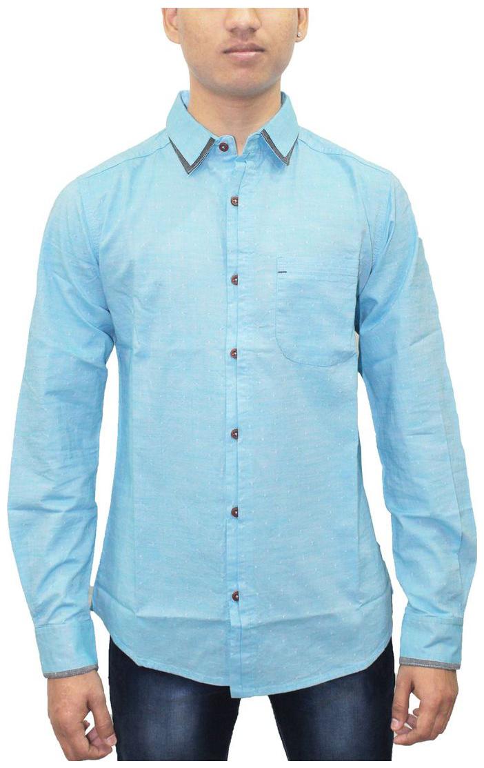

Kuons Avenue Men s Blue Aqua Cotton Self Design Casual Full Sleeve Shirt