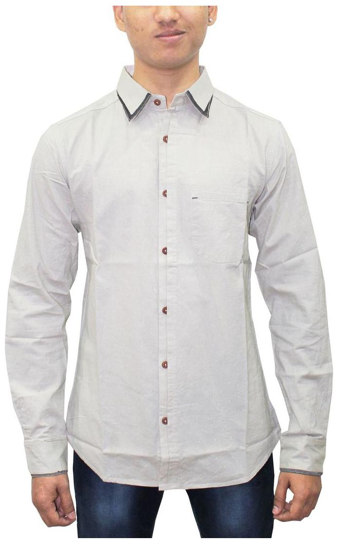 

Kuons Avenue Men s Light Beige Cotton Self Design Casual Full Sleeve Shirt