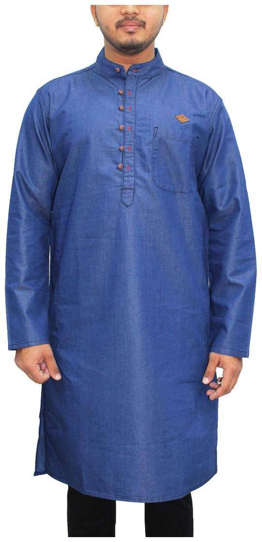Kuons Avenue True Blue Slim Fit Denim Long Kurta For Men