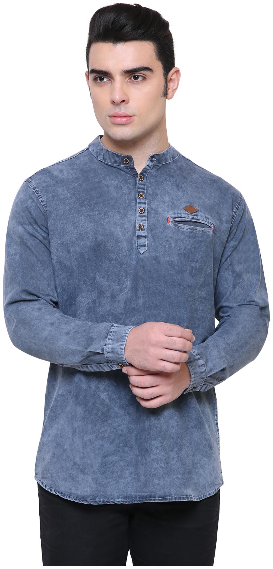 

Kuons Avenue Grey Denim Short Kurta For Men
