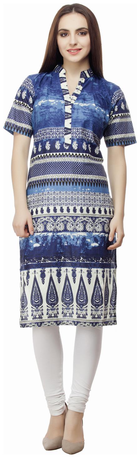 

Enchanted Drapes Women Blue Printed Straight Kurta